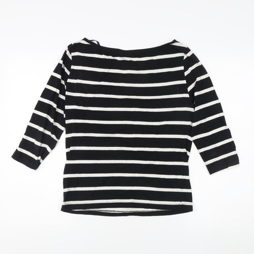 VILA Women's S Black Striped 3/4 Sleeve T-Shirt