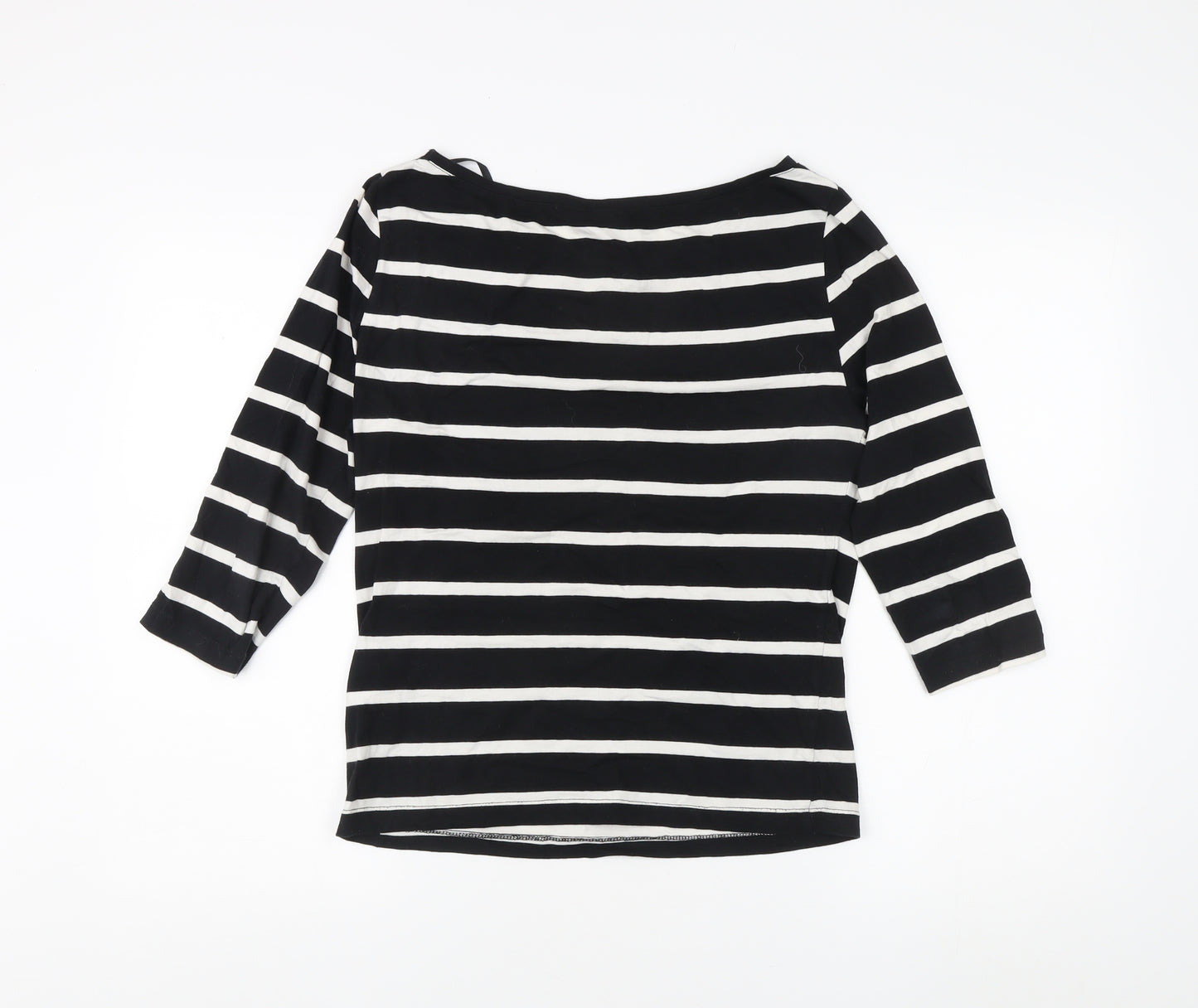 VILA Women's S Black Striped 3/4 Sleeve T-Shirt