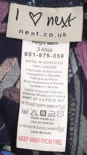 Next Girls Multicoloured Floral Dungaree, 3 Years, Viscose