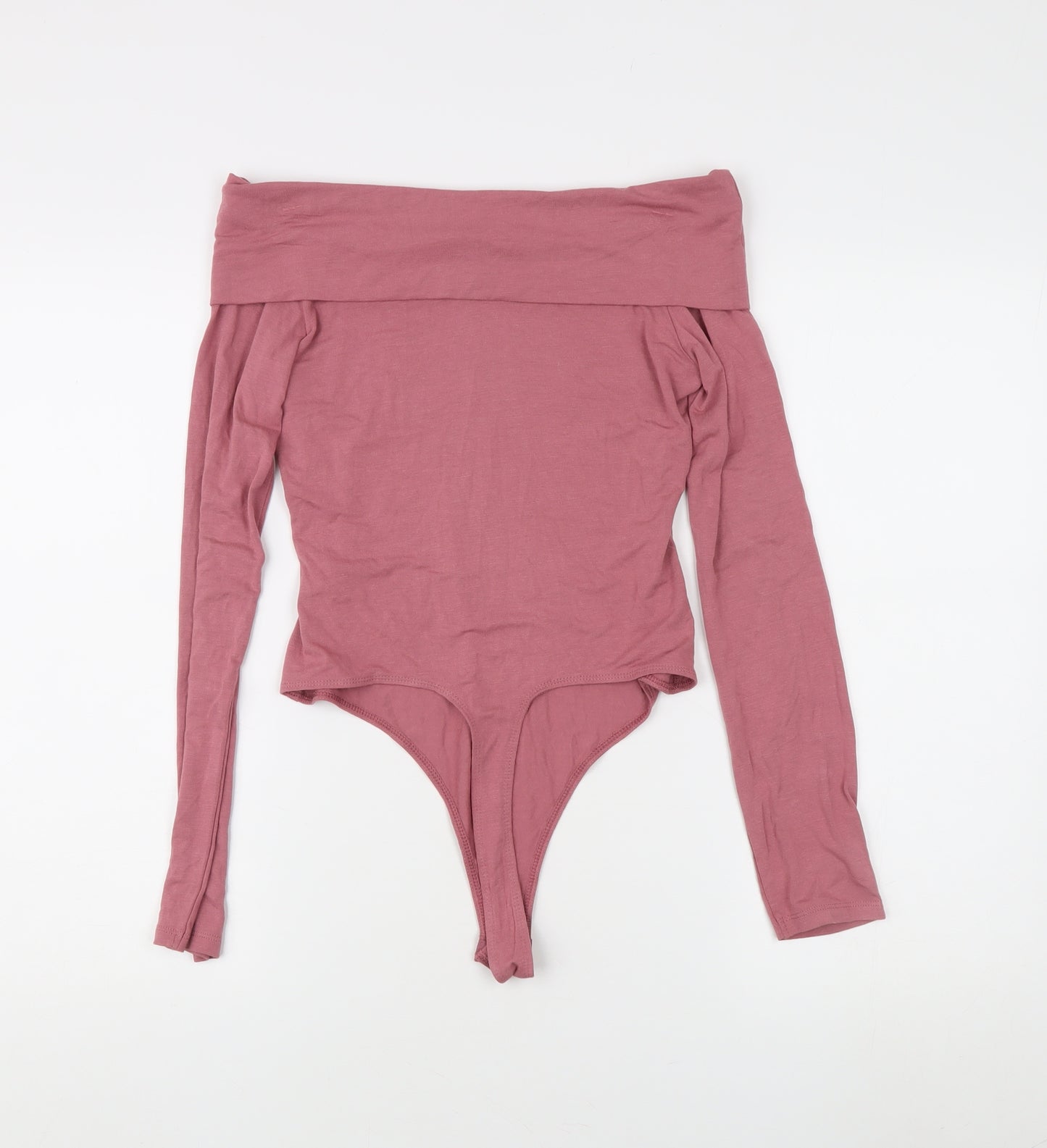 Asos Women's Pink Off Shoulder Long Sleeve Top, Size 12