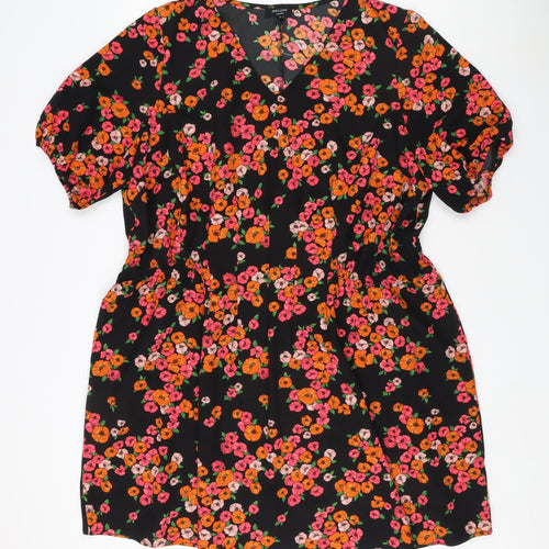 JDWilliams Women's Black Floral V-Neck Dress