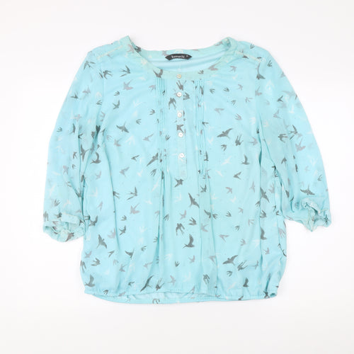Bonmarché Women's Blue Bird Print Blouse Size 12