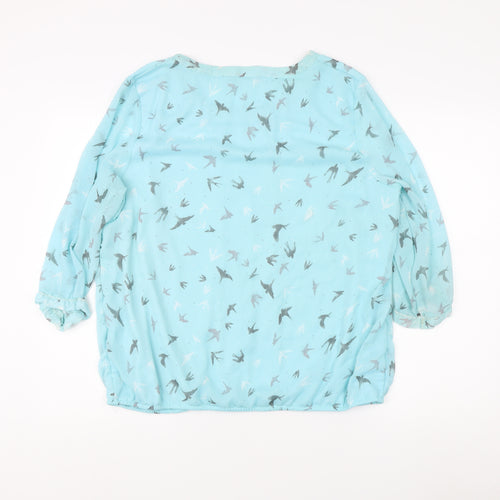 Bonmarché Women's Blue Bird Print Blouse Size 12