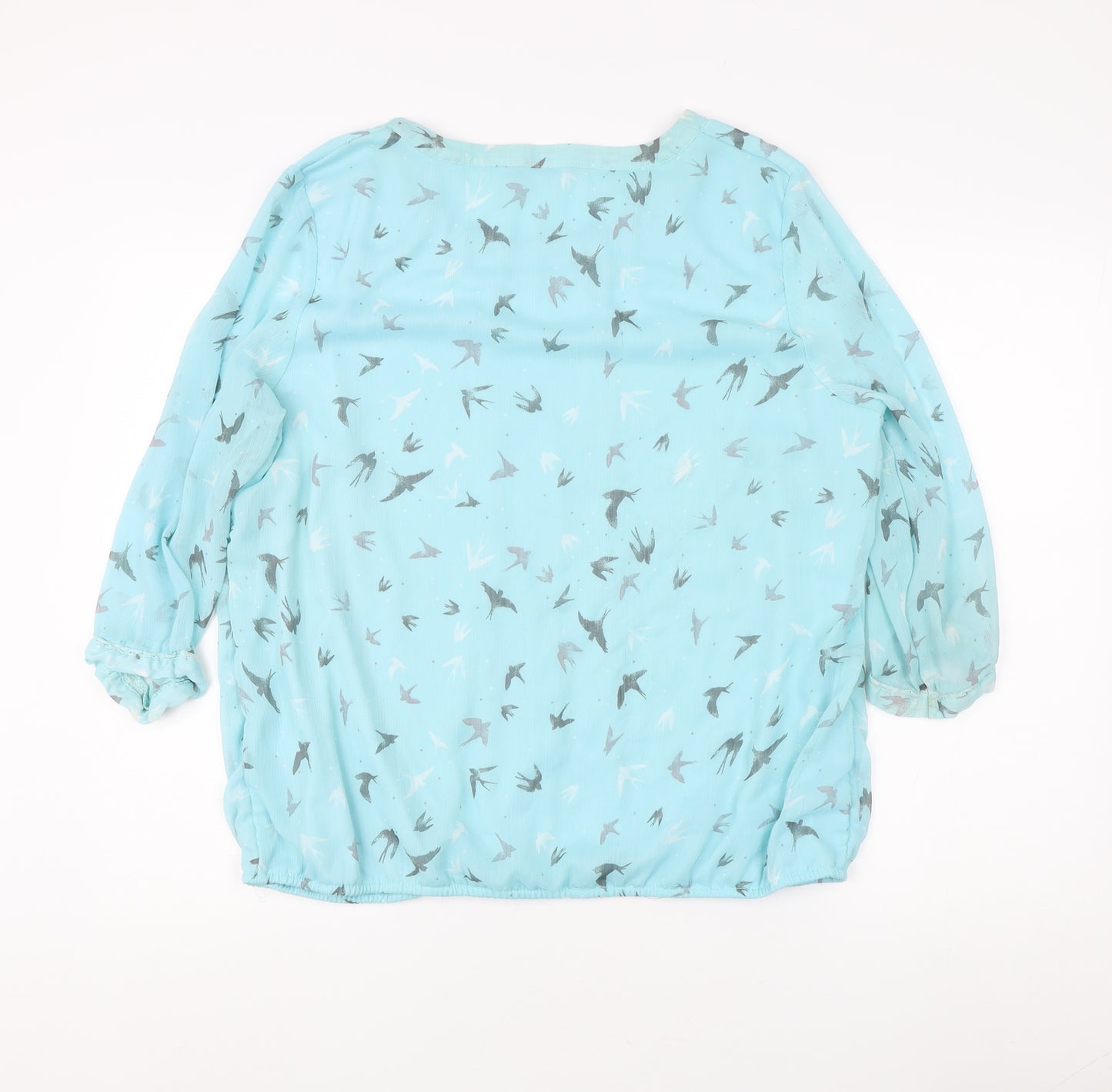 Bonmarché Women's Blue Bird Print Blouse Size 12