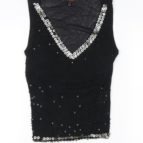 Mariella Rosati Women's Black Sequin Tank, Size 16