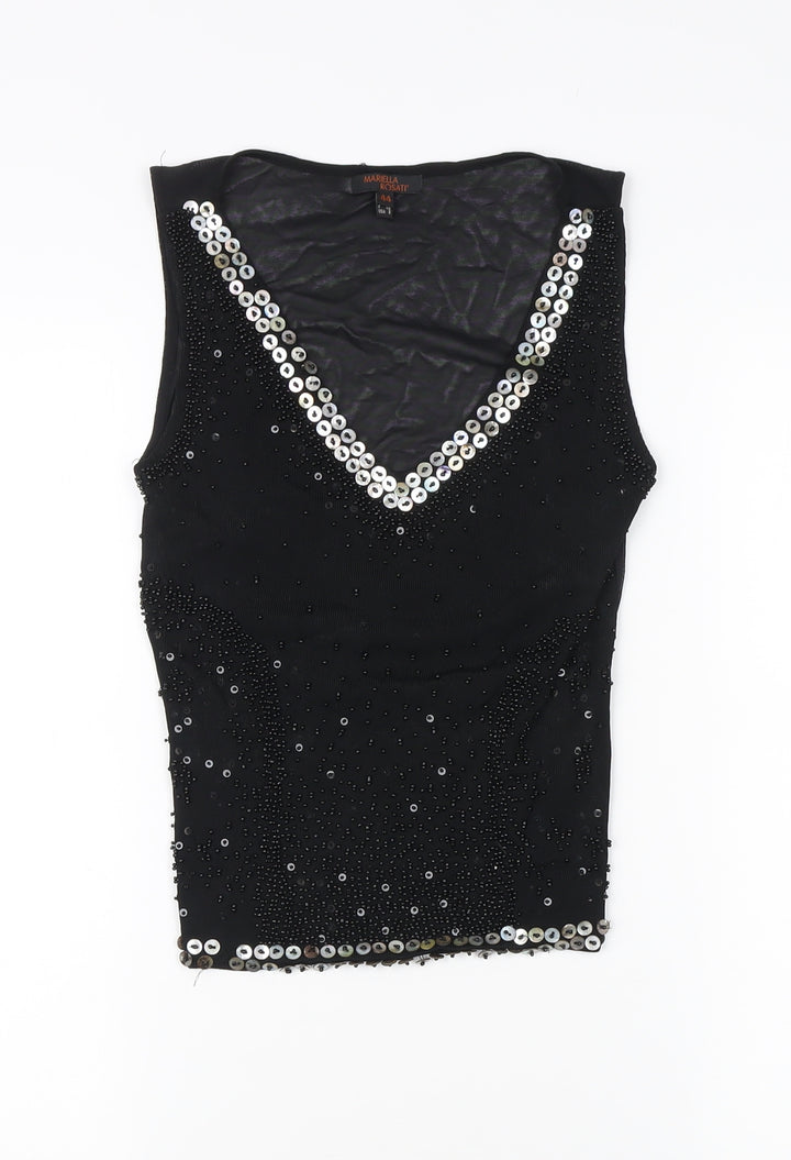 Mariella Rosati Women's Black Sequin Tank, Size 16