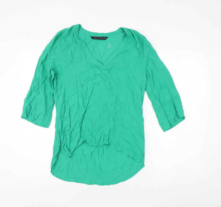 Zara Woman Green 3/4 Sleeve Blouse Size 8