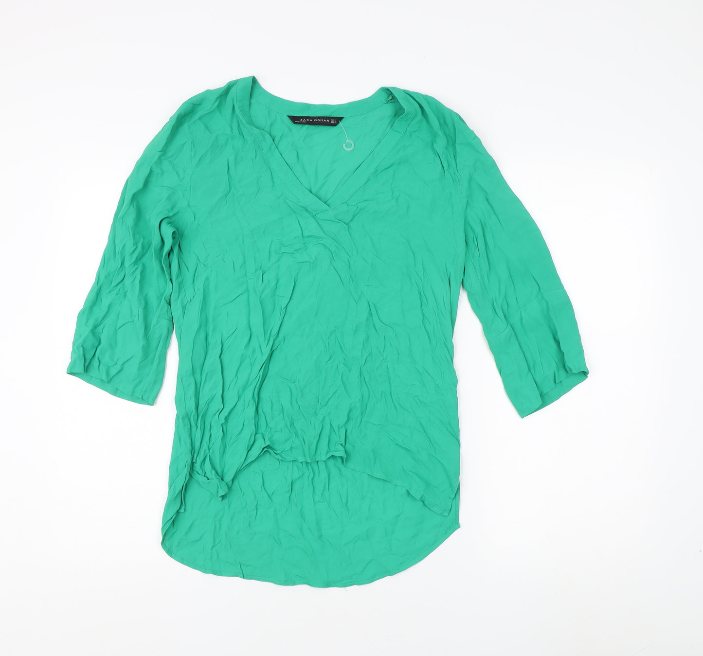 Zara Woman Green 3/4 Sleeve Blouse Size 8