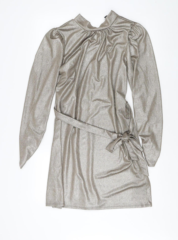 New Look Women's Silver Party Mini Dress Size 16