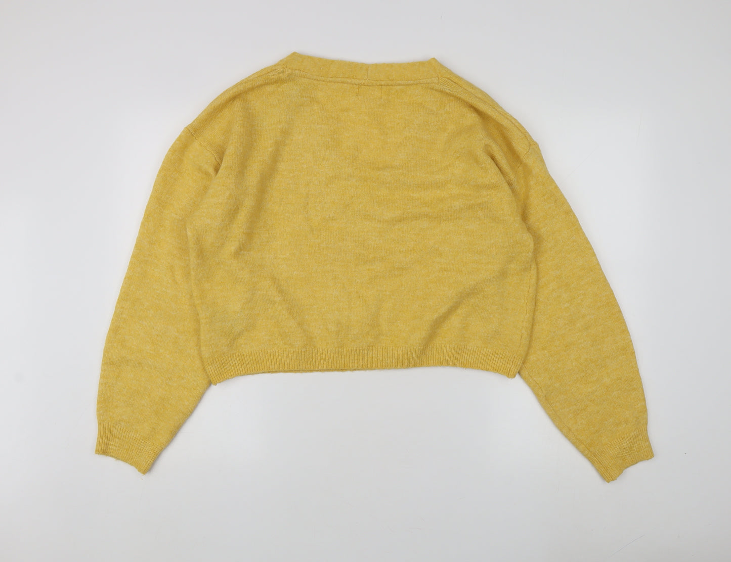 H&M Women's Yellow V-Neck Pullover Jumper, Size S