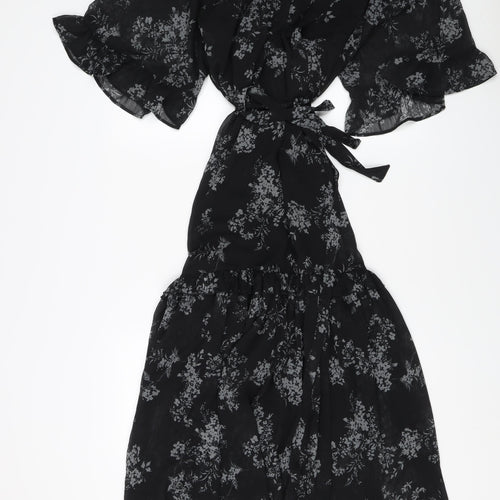 Woolworths Women's Black Floral Dress, Size 18