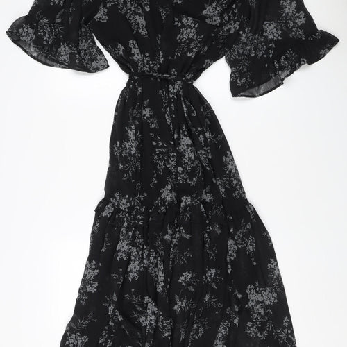 Woolworths Women's Black Floral Dress, Size 18