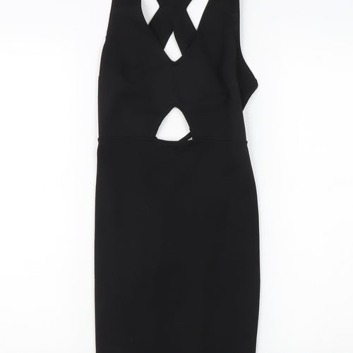 Bershka Women's Black Bodycon Dress Size 6 Party Clubwear