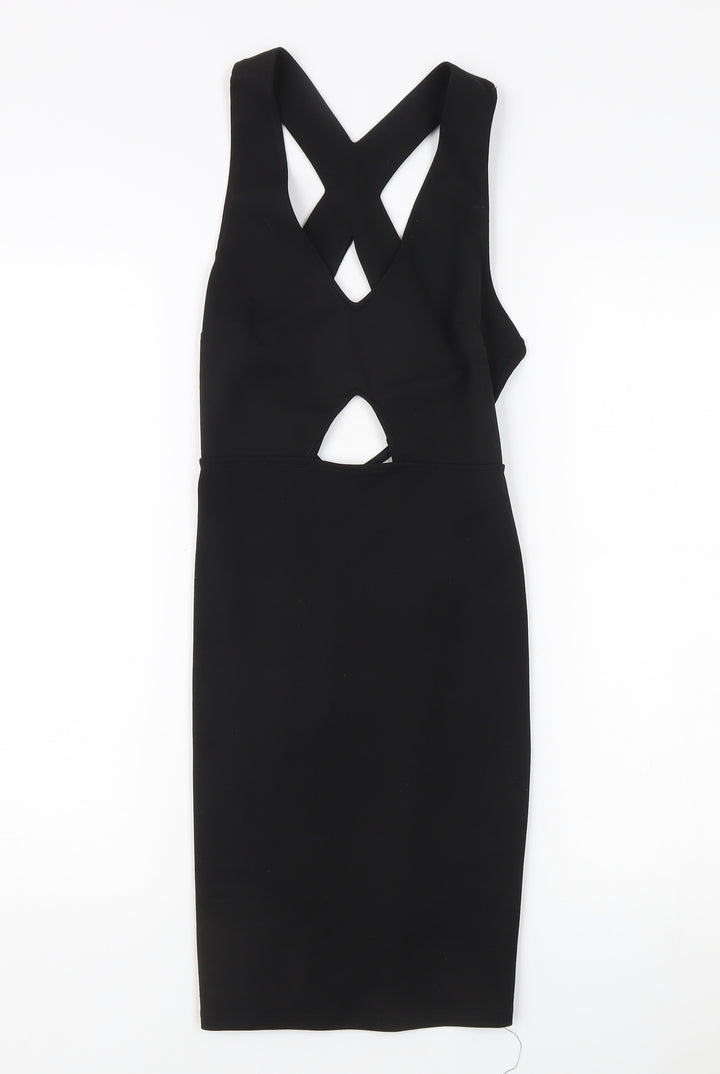 Bershka Women's Black Bodycon Dress Size 6 Party Clubwear