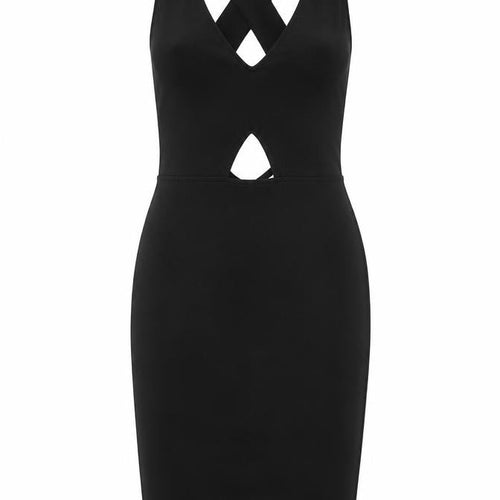 Bershka Women's Black Bodycon Dress Size 6 Party Clubwear