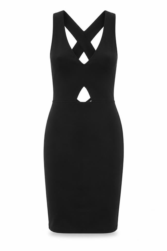 Bershka Women's Black Bodycon Dress Size 6 Party Clubwear