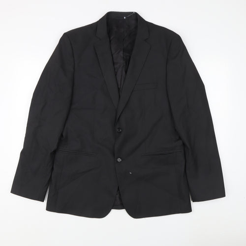 Zara Man Black Blazer, Men's 42, Two-Button Jacket