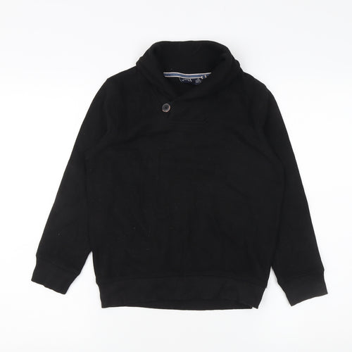 Next Boys Black High Neck Sweatshirt 8-9 Years with Button Accent