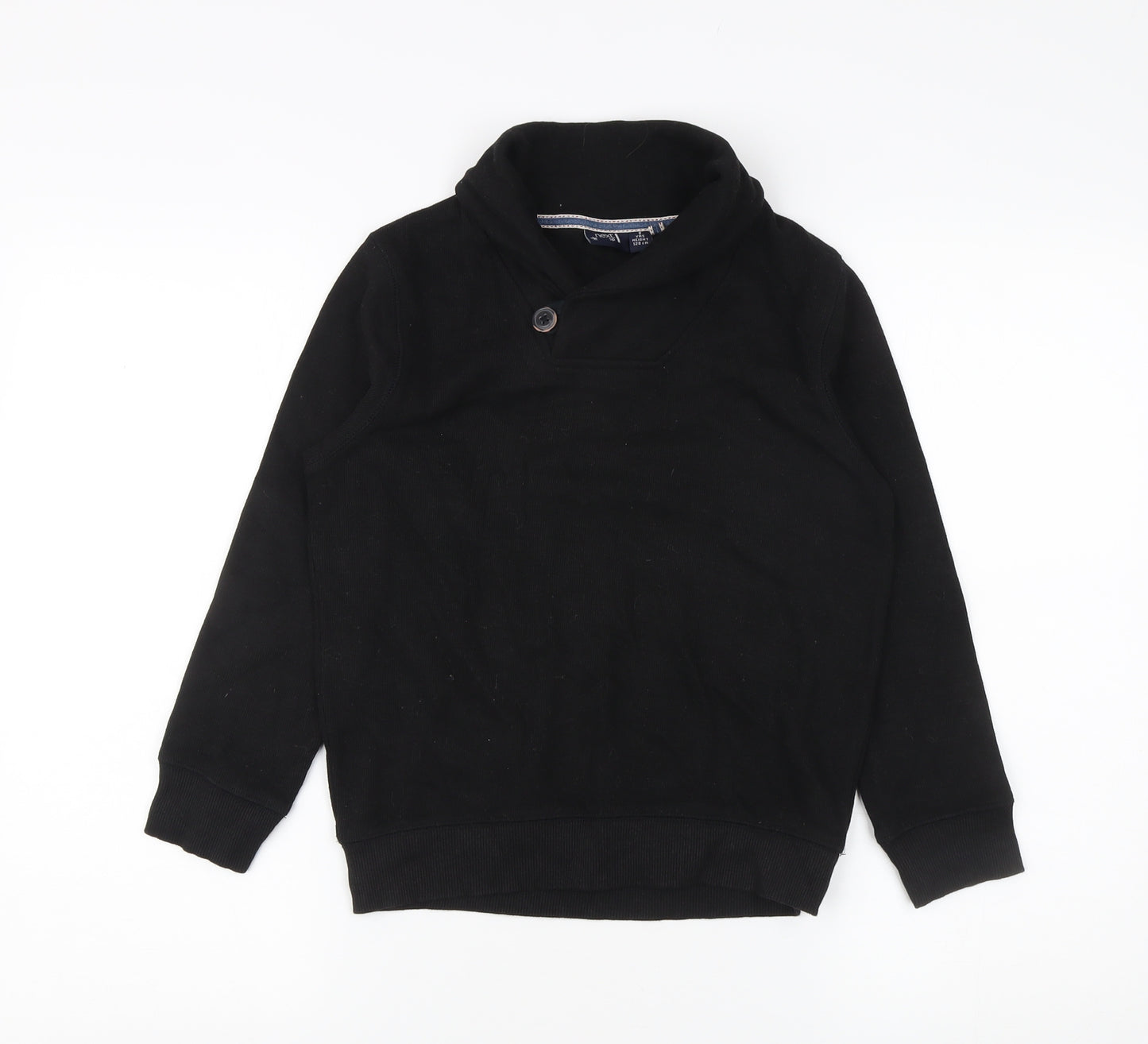 Next Boys Black High Neck Sweatshirt 8-9 Years with Button Accent