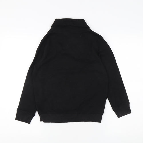 Next Boys Black High Neck Sweatshirt 8-9 Years with Button Accent