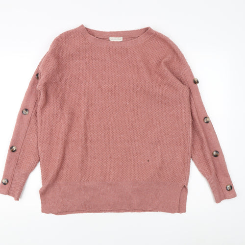 Monsoon Women's Pink Waffle-Knit Pullover Jumper M