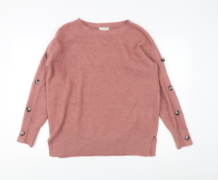 Monsoon Women's Pink Waffle-Knit Pullover Jumper M
