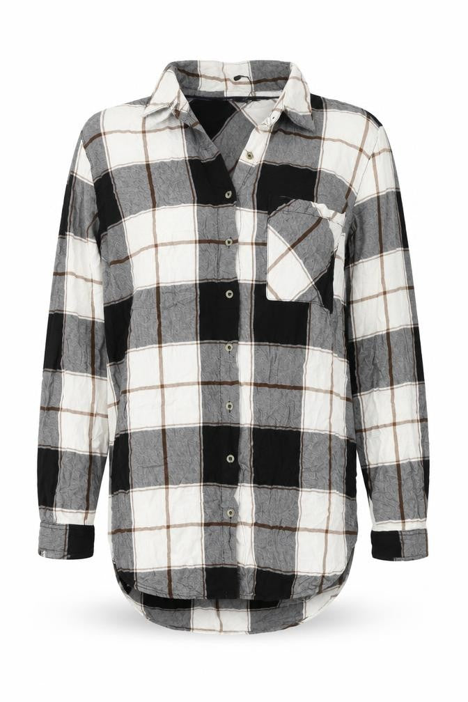 Front view of M&Co Women's Check Button-Up Shirt -, size 14