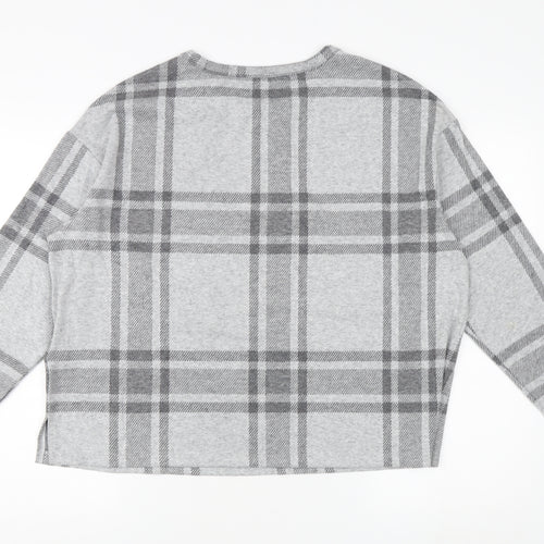Marks and Spencer Women's Grey Plaid Jersey Top Size 18