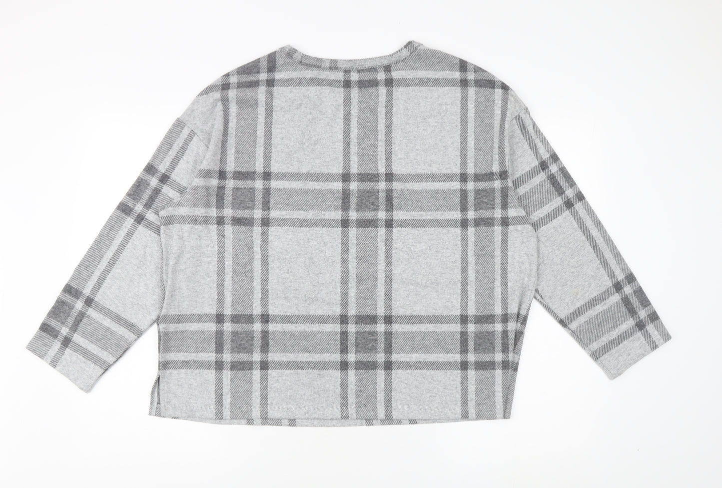 Marks and Spencer Women's Grey Plaid Jersey Top Size 18