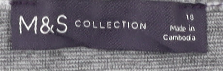 Marks and Spencer Women's Grey Plaid Jersey Top Size 18