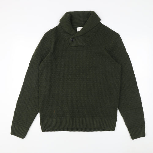 Marks and Spencer Green Mock Neck Pullover - Men's M