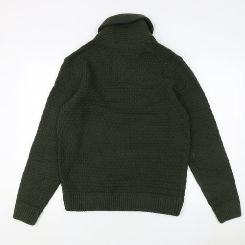 Marks and Spencer Green Mock Neck Pullover - Men's M