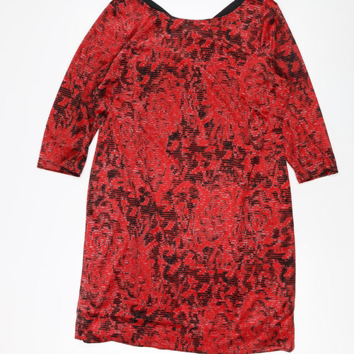 Marks and Spencer Women's Red Floral V-Neck Dress