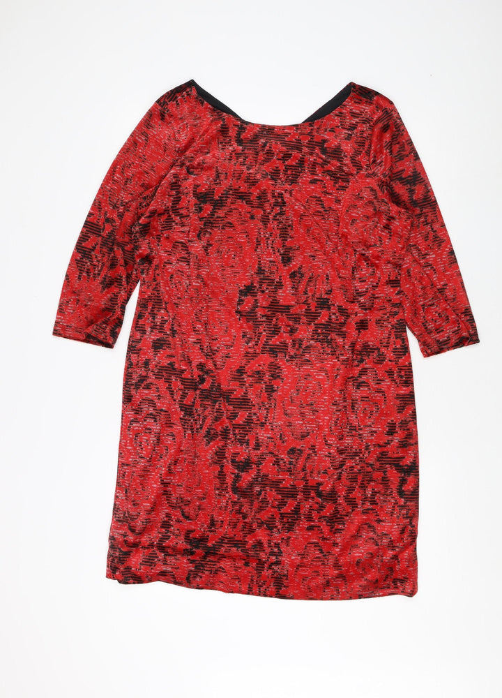 Marks and Spencer Women's Red Floral V-Neck Dress