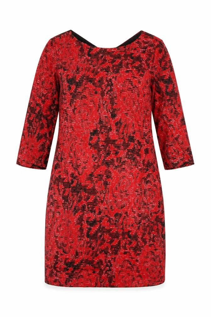 Front view of Marks & Spencer Women's Red Floral V-Neck Dress