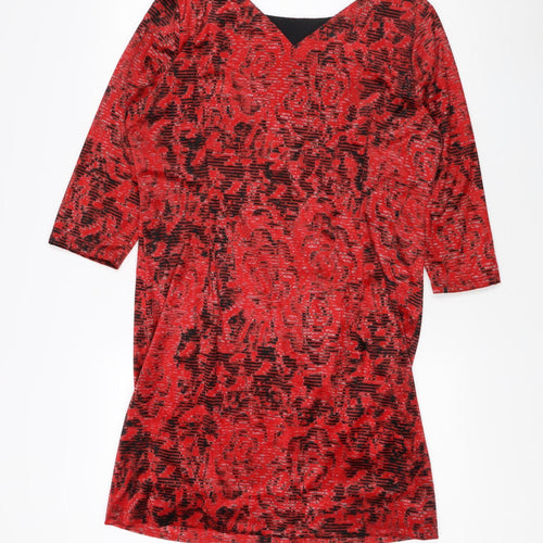Marks and Spencer Women's Red Floral V-Neck Dress