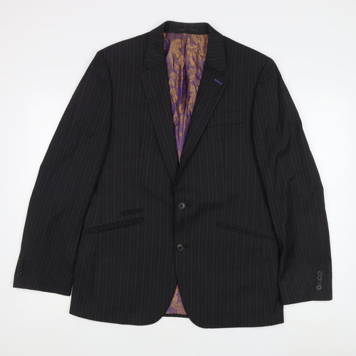Next Men’s Black Striped Blazer 40R Notch Lapel