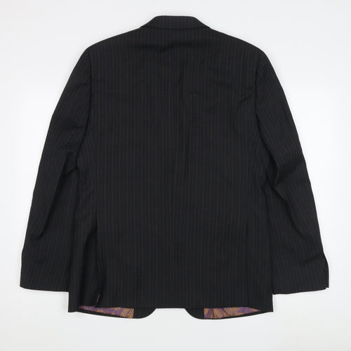 Next Men’s Black Striped Blazer 40R Notch Lapel