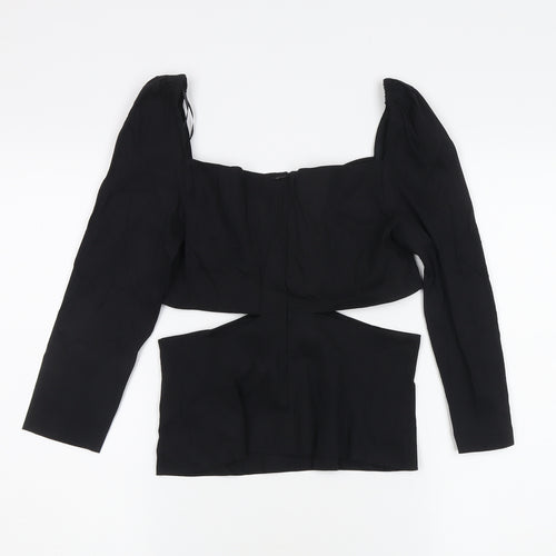 Zara Women's Black Puff Sleeve Blouse Size 10