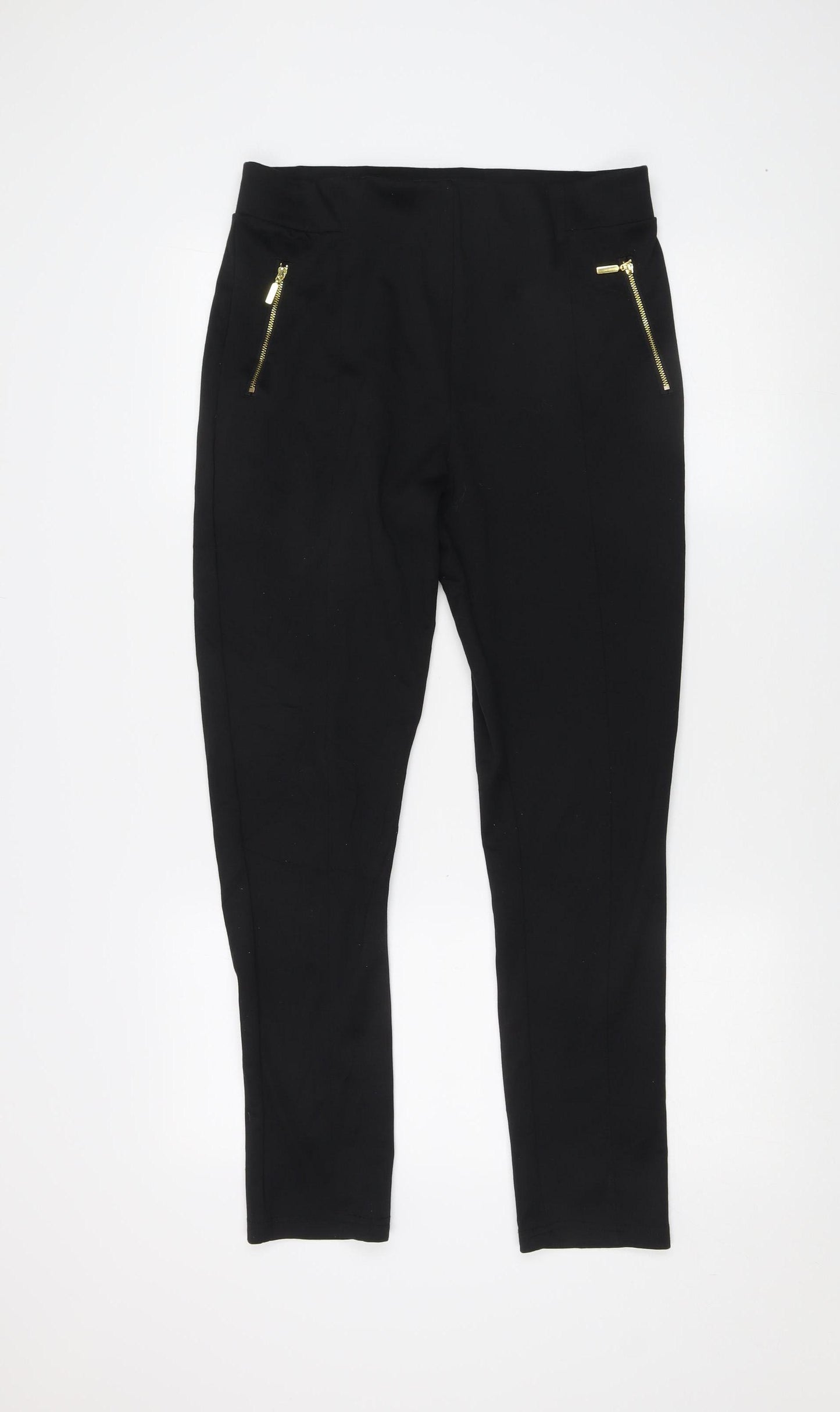 Pebble Women's Black Leggings Size 14 with Zip Accents