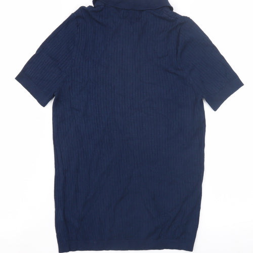 Next Womens Blue Collared Knit Henley Jumper XS