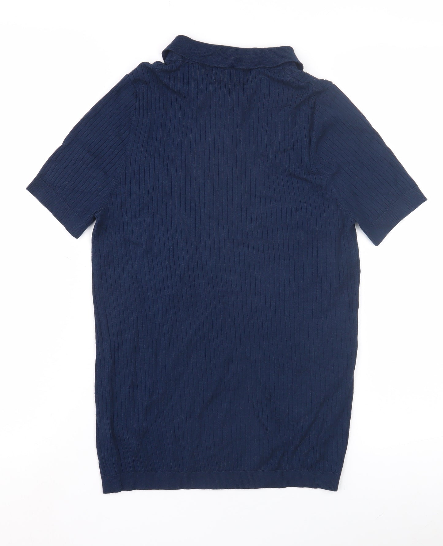 Next Womens Blue Collared Knit Henley Jumper XS