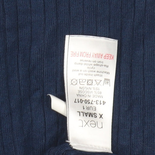 Next Womens Blue Collared Knit Henley Jumper XS