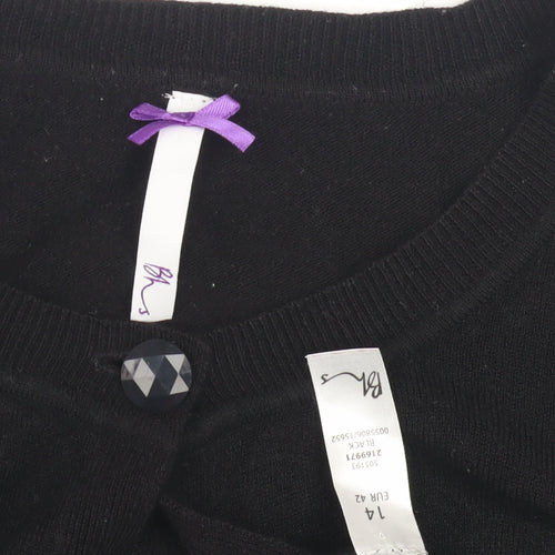 BHS Women's Black Cardigan, Size 14, Round Neck