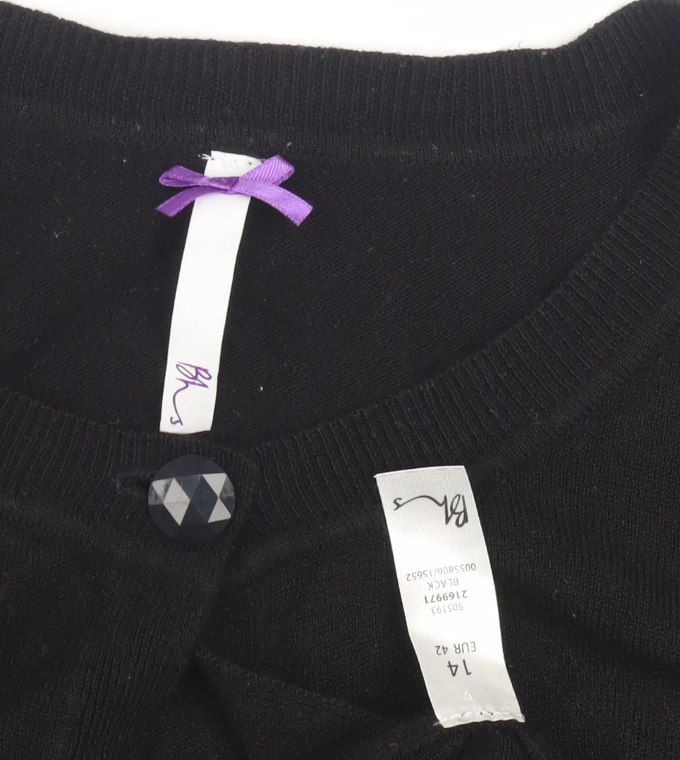 BHS Women's Black Cardigan, Size 14, Round Neck