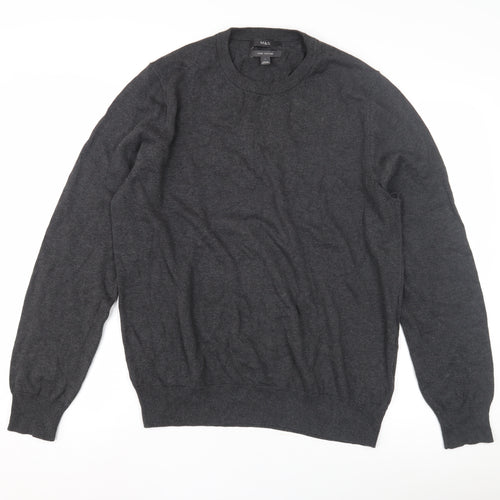 Marks and Spencer Men's Grey Cotton Pullover, Size L