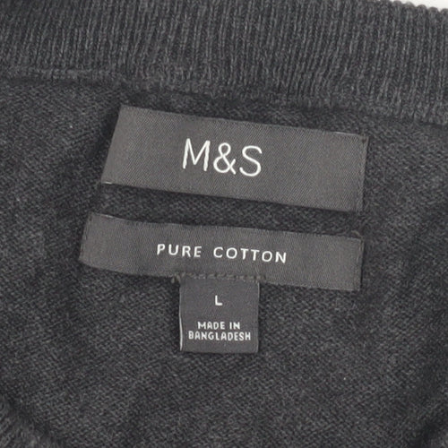 Marks and Spencer Men's Grey Cotton Pullover, Size L