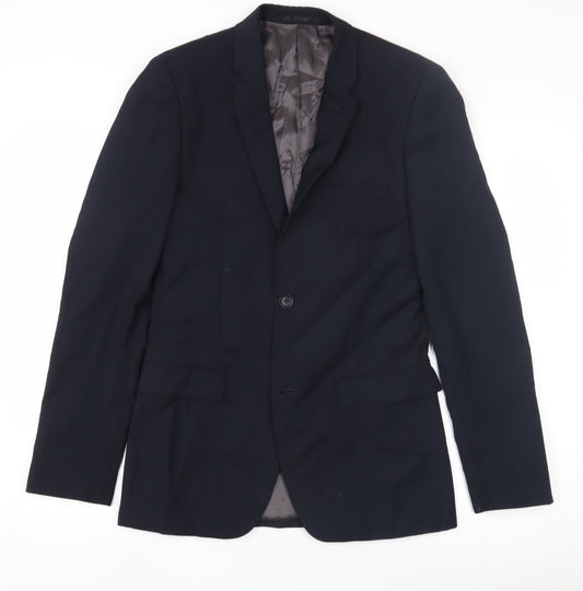 Topman Men's Slim Fit Blue Blazer Jacket, Size 34