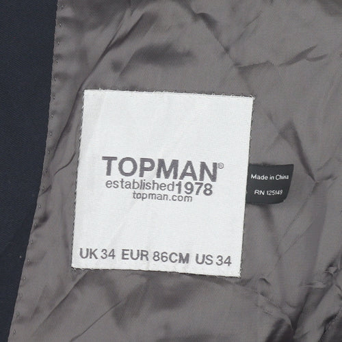Topman Men's Slim Fit Blue Blazer Jacket, Size 34