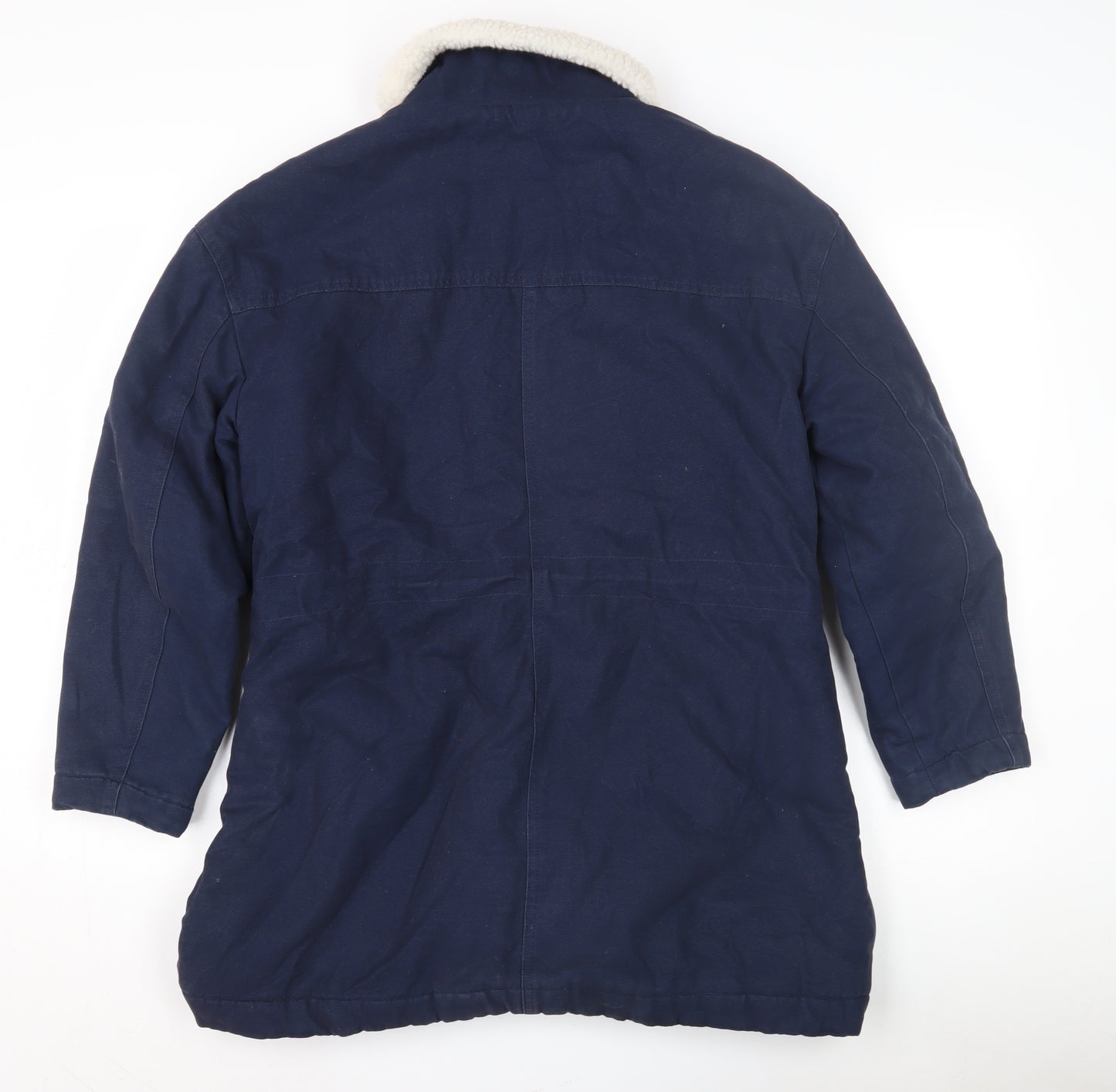 Marks and Spencer Women's Navy Parka Coat - Size 10, Hooded & Lined